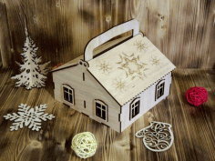 Candy Hut Gift Box With Handle For Laser Cut Free DXF File