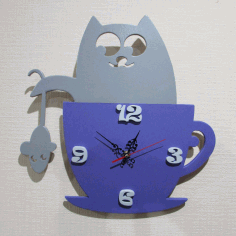 Cat Clock Laser Cut Free Vector File