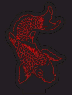 Cat Fish 3d Illusion Lamp Night Light Laser Engraving Free Vector File