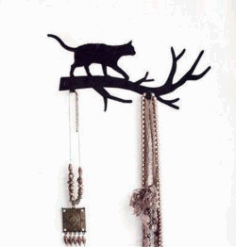 Cat On Tree Branches Hanger For Laser Cut Cnc Free DXF File