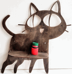 Cat Shaped Shelf For Laser Cutting Free Vector File