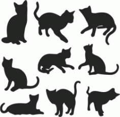 Cats Collection For Laser Cut Plasma Decal Free DXF File