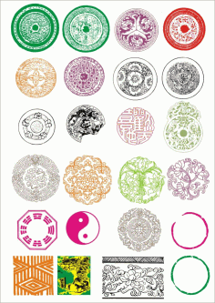 Chinese Circular Totem Pattern Ornament Free Vector File, Free Vectors File