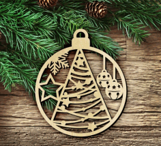 Christmas Ball Ornament Christmas Tree Decor Laser Cut Free Vector File, Free Vectors File