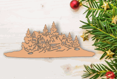 Christmas House Wooden Decorations Template Laser Cut Free Vector File, Free Vectors File