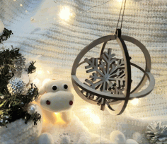 Christmas Snowflake Ball Hanging Ornament Laser Cut Free Vector File