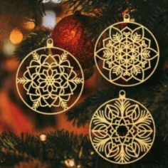 Christmas Snowflake Balls Laser Cut Free Vector File