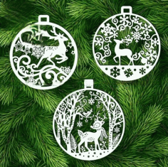 Christmas Tree Deer Decor Laser Cut Free Vector File