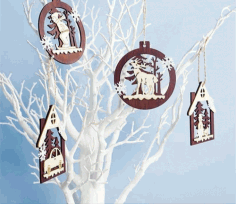 Christmas Tree Ornaments Laser Cut Free Vector File