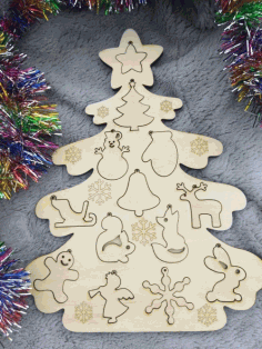 Christmas Tree Puzzle Laser Cut Free Vector File