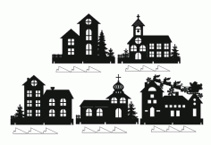 Christmas Window Decor Houses Window Sill Decorating Ideas Laser Cut Free Vector File