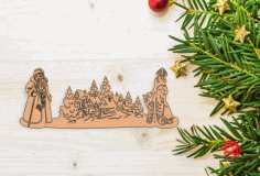 Christmas Wood Craft Father Frost And Snow Princess Laser Cut Free Vector File