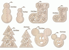 Christmas Wooden Crochet Basket Bottom Bases Laser Cut Free Vector File