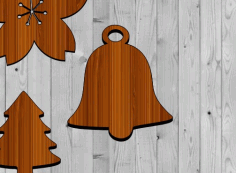 Christmas Wooden Ornaments Bell Shape Unfinished Cutout Laser Cut Free Vector File