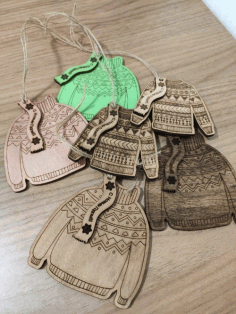 Christmas Wooden Sweater Ornament Laser Cut Free Vector File
