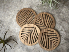 Circle With Leaves Hot Coaster Layout Free Vector File