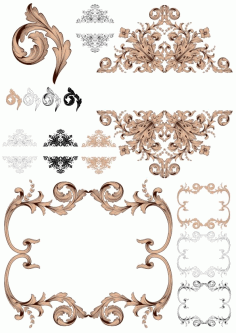 Classical Baroque Ornaments For Laser Cutting Free Vector File, Free Vectors File