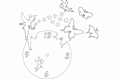 Clock Butterfly Fairy Free DXF File
