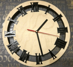 Clock Face Roman Numeral Wooden Wall Clock Laser Cut Free Vector File