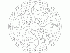 Clock Floral Design Free DXF File