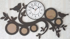 Clock With Family Photo Frames Free Vector File