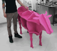 Cnc Laser Cut Cow Shaped Storage Shelf 3d Puzzle Free Vector File