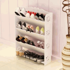 Cnc Laser Cut Wooden Shoes Shelf Free DXF File