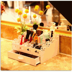 Cnc Laser Cut Wooden Storage Rack For Dressing Mackup Free DXF File