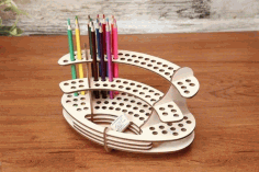 Colored Pencil Holder Desk Organizer Laser Cut Free Vector File