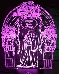 Couple Personalized 3d Illusion Lamp Laser Cutting Template Free DXF File