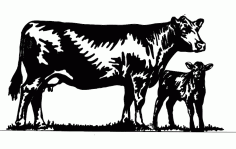 Cow With Baby Free DXF File