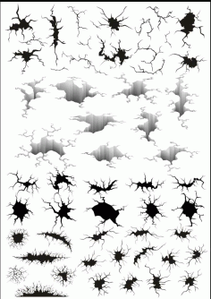 Cracks Set For Laser Cut Free Vector File