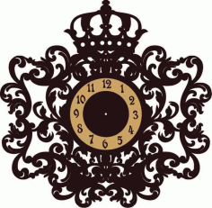 Crown Monogram Wall Clock Free Vector File