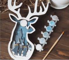 Cut Cnc Multilayer Deer Head Free DXF File