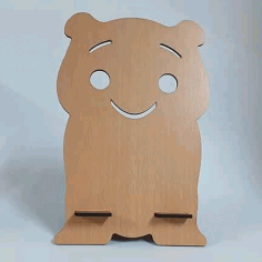 Cute Bear Wooden Mobile Phone Holder Stand Laser Cut Free Vector File