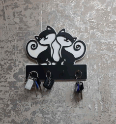 Cute Cats Key Holder For Laser Cutting Free Vector File