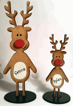 Cute Deer New Year Decor For Laser Cut Free DXF File