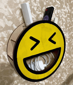 Cute Smiley wall-mounted Storage Shelf For Laser Cutting Free Vector File