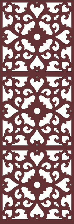 Decor Seamless Separator Floral Grill Panel For Laser Cutting Free DXF File