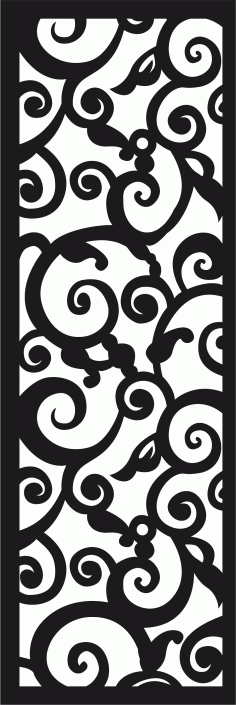 Decor Seamless Separator Floral Screen Panel For Laser Cutting Free DXF File