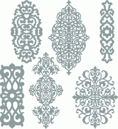 Decorative Lattice Seamless Designs Set For Laser Cut Free Vector File