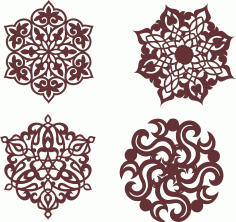 Decorative Motifs Circle Set For Laser Cut Free Vector File