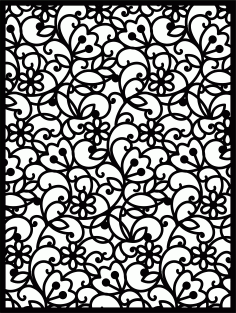 Decorative Privacy Partition Indoor Panel Room Divider Floral Lattice Stencil Design For Laser Cut Free Vector File