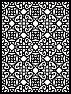 Decorative Privacy Partition Indoor Panels Floral Lattice Stencil Room Divider Seamless Design Free DXF File