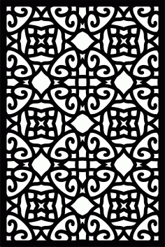 Decorative Privacy Partition Indoor Panels Floral Lattice Stencil Room Divider Seamless Design Pattern Free DXF File