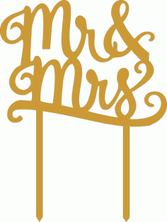 Decorative Topper Mr And Mrs Free DXF File