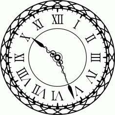 Decorative Wall Clock Design Laser Cut Free Vector File