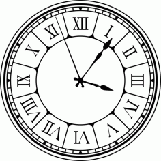 Decorative Wall Clock Roman Laser Cut Free Vector File