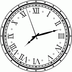 Decorative Wall Clock Roman Model Laser Cut Free Vector File