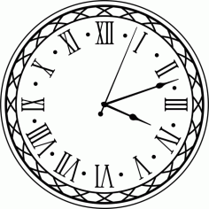 Decorative Wall Clock Roman Pattern Laser Cut Free Vector File, Free Vectors File